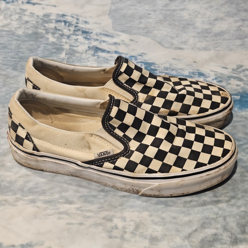 Vans Classic Slip-On Checkerboard Shoes Men's 7 Women's 8.5 Black White